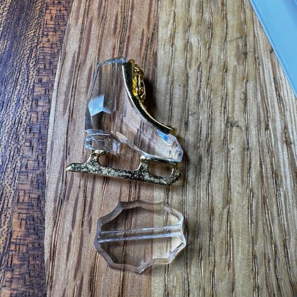 Swarovski Crystal Memories Ice Skate Gold Lace Blade on Ice Block Original Box - Picture 6 of 8